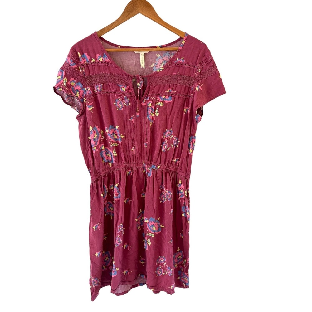 Matilda Jane Floral Crochet Mini Dress Womens Size XL‎ Purple Boho Beach Cottage